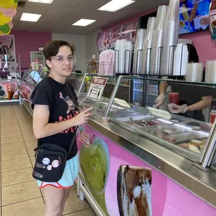 Ordering aguas frescas. There were 8 flavors.