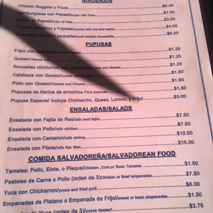 menu
