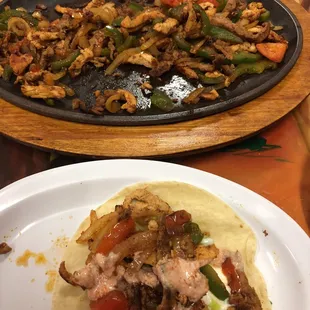 Chicken &amp; Beef fajitas for two.