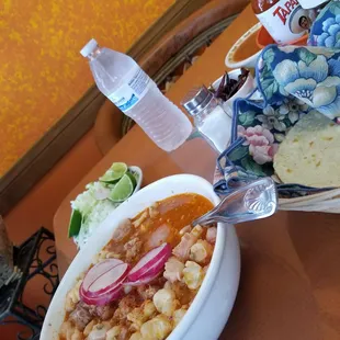 Pozole with tortillas