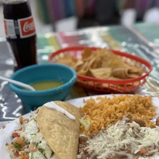 a plate of mexican food