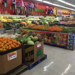 Lots of produce and fresh meat