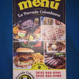 a menu for a restaurant