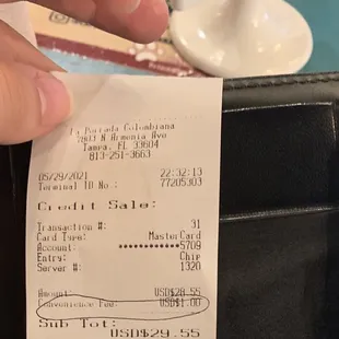 Dined in and they charged me a convince fee for using my card .