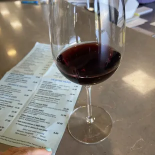 Ordered foods to go, having a glass while I wait :)