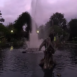 a fountain in a park