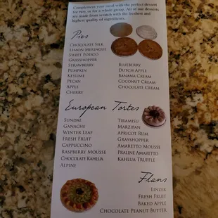 Order Special~ Pies, Flans, &amp; European Tortes.   9/26/2020