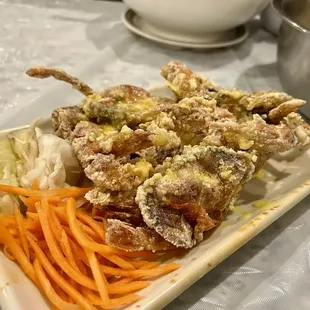 Soft Shell Crab / Cua lot chien gion  Comes with a sweet chili dipping sauce. Our son really loved it.