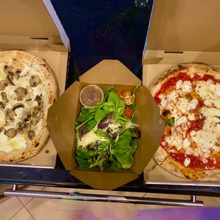 Take Out - Funghi, house salad, Margherita