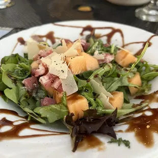 Melon prosciutto salad (side salad upgrade)  A Side Salad
