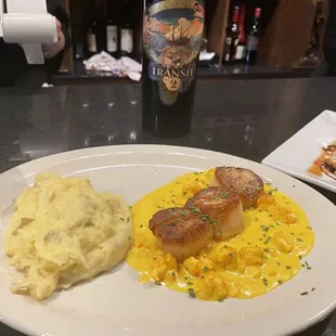 Scallops and gluten free mashed potatoes