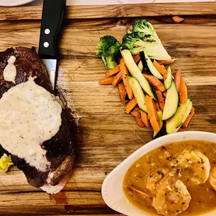 a steak and vegetables