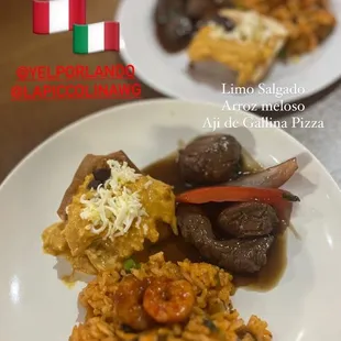 two plates of food on a table