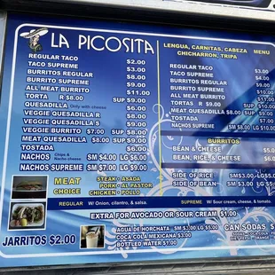 Menu as of 6/2023