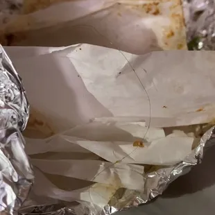 The one and only hair lock that was found inside the burrito.