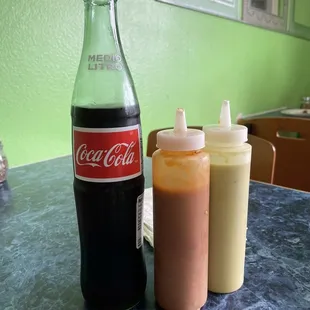 a coke and condiments