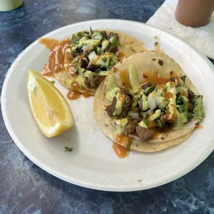 Carne Asada Tacos with salsa and guacamole