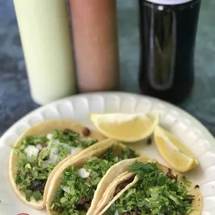 Carne asada tacos and a Coke.   Classic!