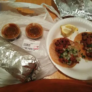 2tacos and a super burrito $7