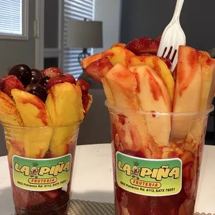 two cups of fruit