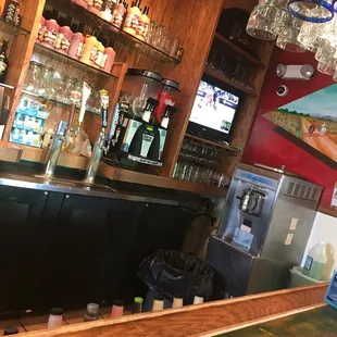 Sitting at the bar watching baseball during lunch hour.