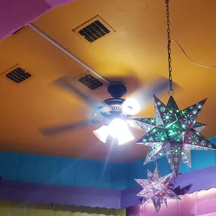 Colorful ceilings with beautiful lit stars...