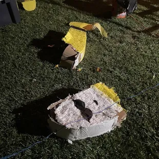 a paper macho on the grass