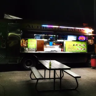 a food truck at night