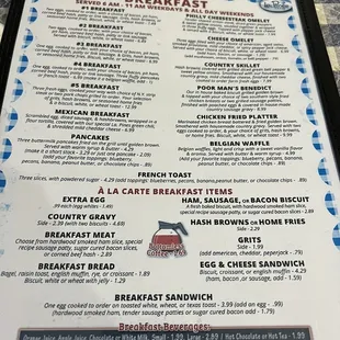 the breakfast menu