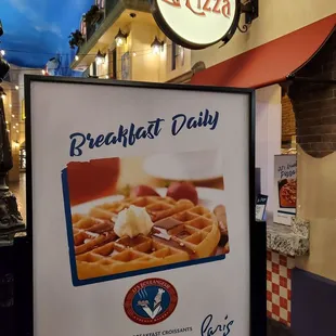 a sign for breakfast daily