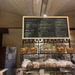 The menu for the pizza shop