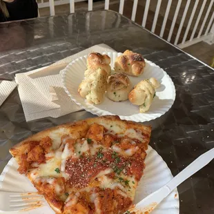 Parm Chicken Pizza &amp; Garlic knots