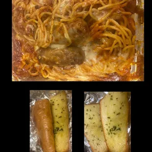 Baked spaghetti with Italian sausagea