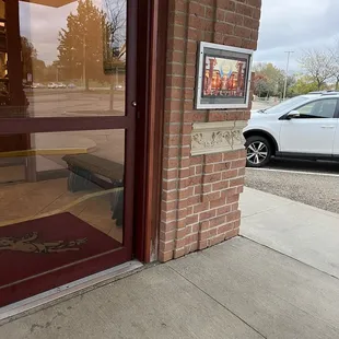 the entrance to the restaurant