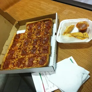 half of the sheet pizza would have taken one of the whole thing but the animals I&apos;m with devoured it before I got the camera out