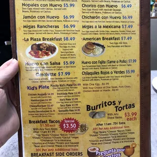 Breakfast menu