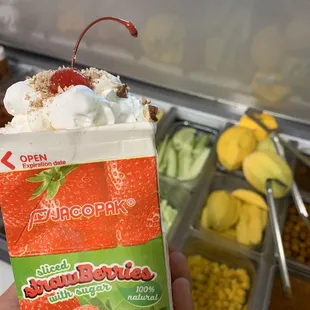 Fresas con crema congeladas