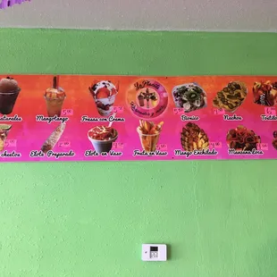 Menu as of July 2019