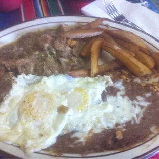 Chile verde and eggs