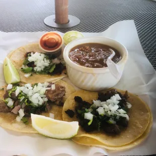 Good tacos and a excellent side of beans