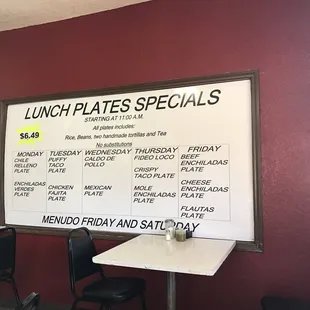 the menu