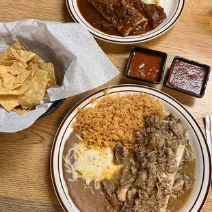 Chile Colorado Burrito and Chile Verde Burrito Meal