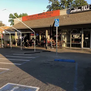 the parking lot of a restaurant