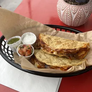 Refried black bean quesadilla