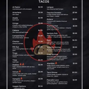 a menu for a mexican restaurant