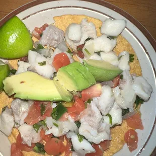 Ceviche on Tostada