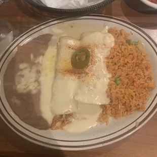 Chicken enchilada plate