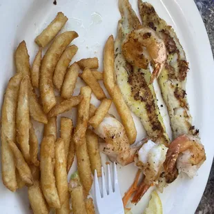 Grilled fish and shrimp plate