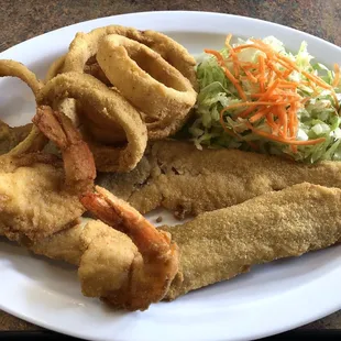 Fish &amp; Shrimp $6.99 lunch special. Homemade onion rings added for only $1.09 more.