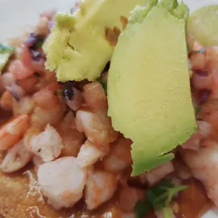 Shrimp ceviche chalupa